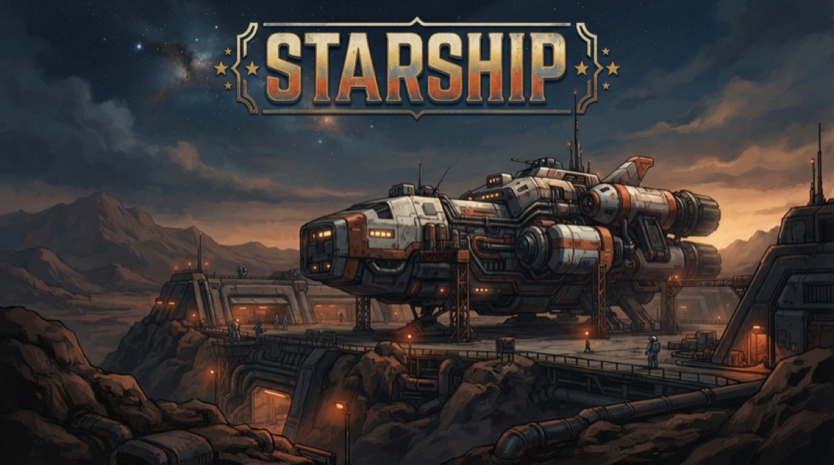 A generated science-fiction starship title card from Voicebound